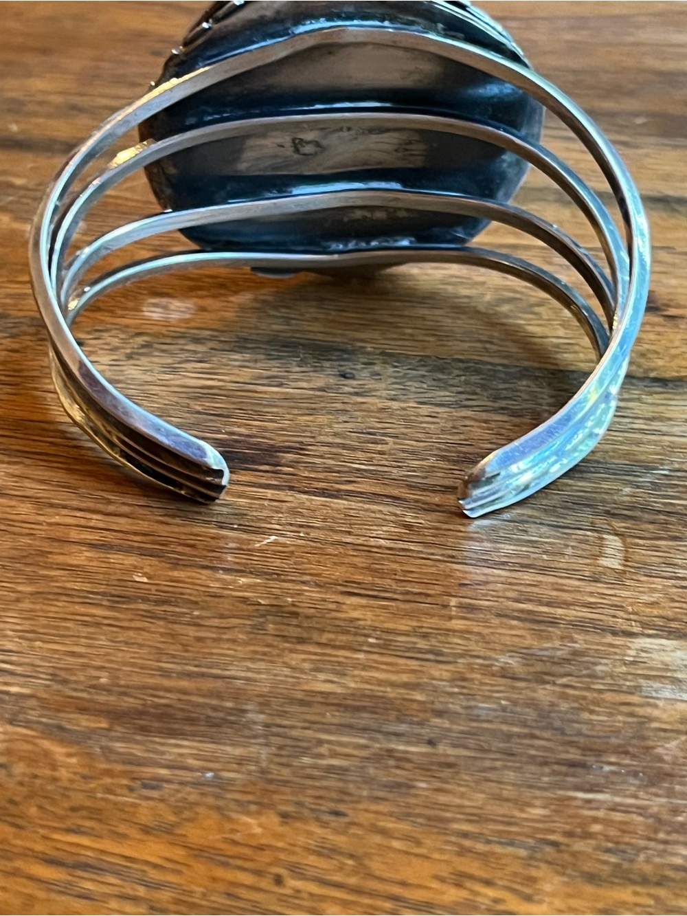 Native American Sterling Silver Green Turquoise Cuff Bracelet - Picture 4 of 10